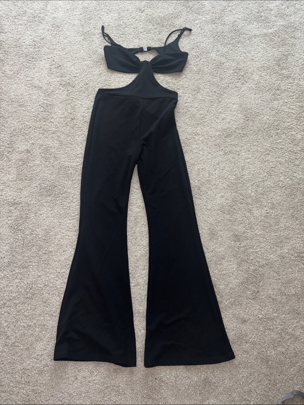 Fashion Nova Black Cutout Flare Jumpsuit